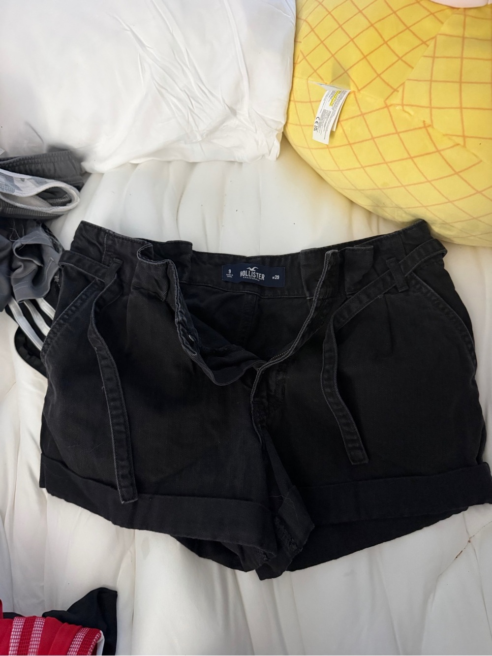 Hollister Black Paperbag Waist Tie Shorts